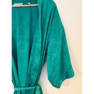 Erika Taylor Intimates Vintage Emerald Green Jacquard‎ Robe 💚